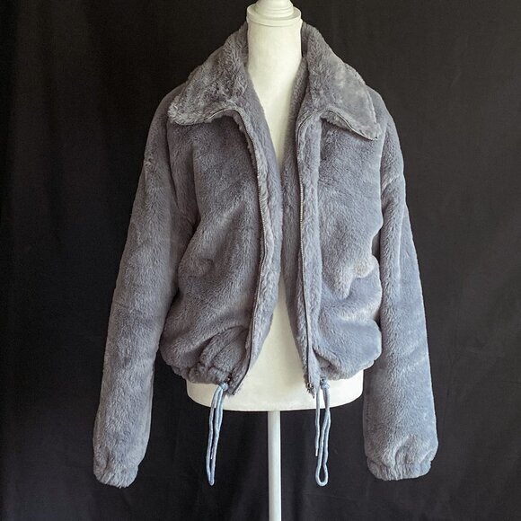 Missguided Jackets & Blazers - Missguided Grey Fuzzy Jacket